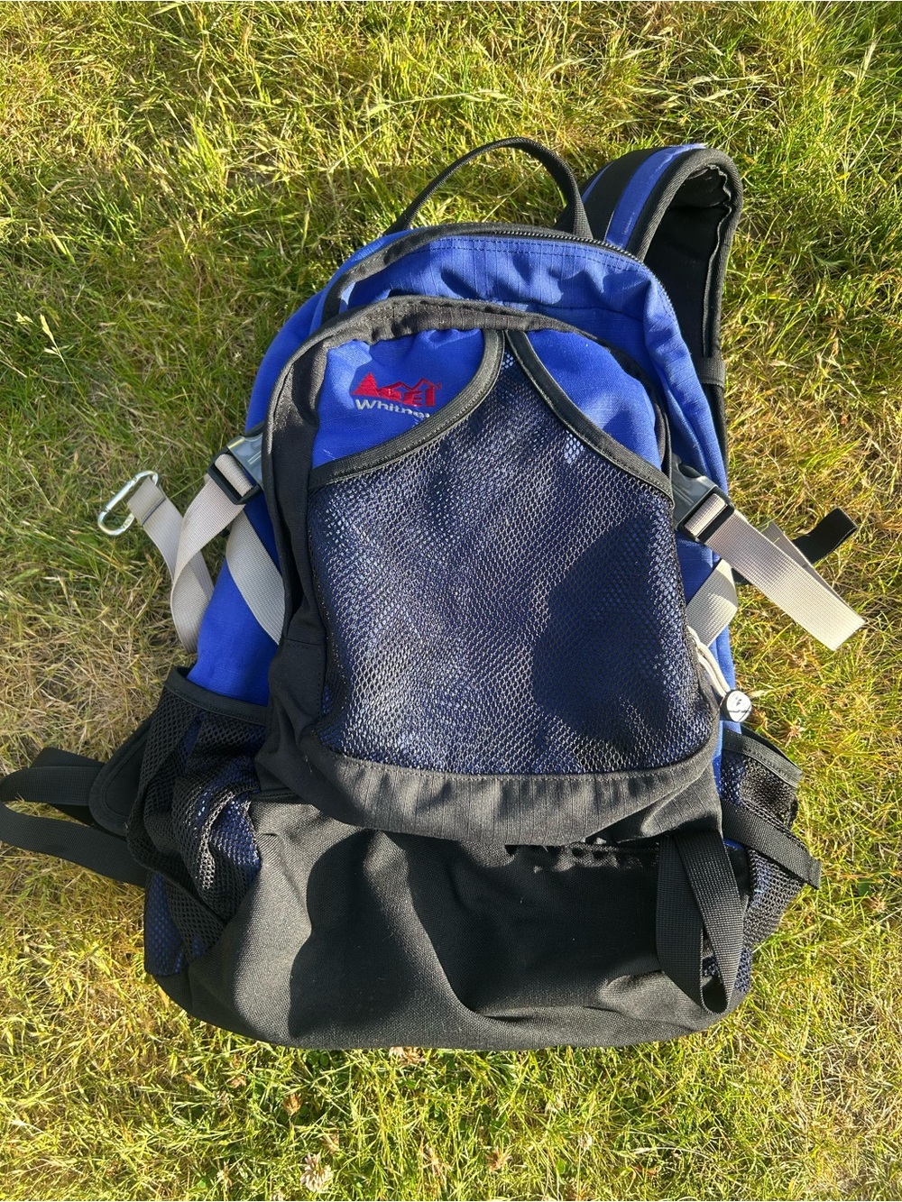 Whinli Blue and Black Men's Hiking Backpack